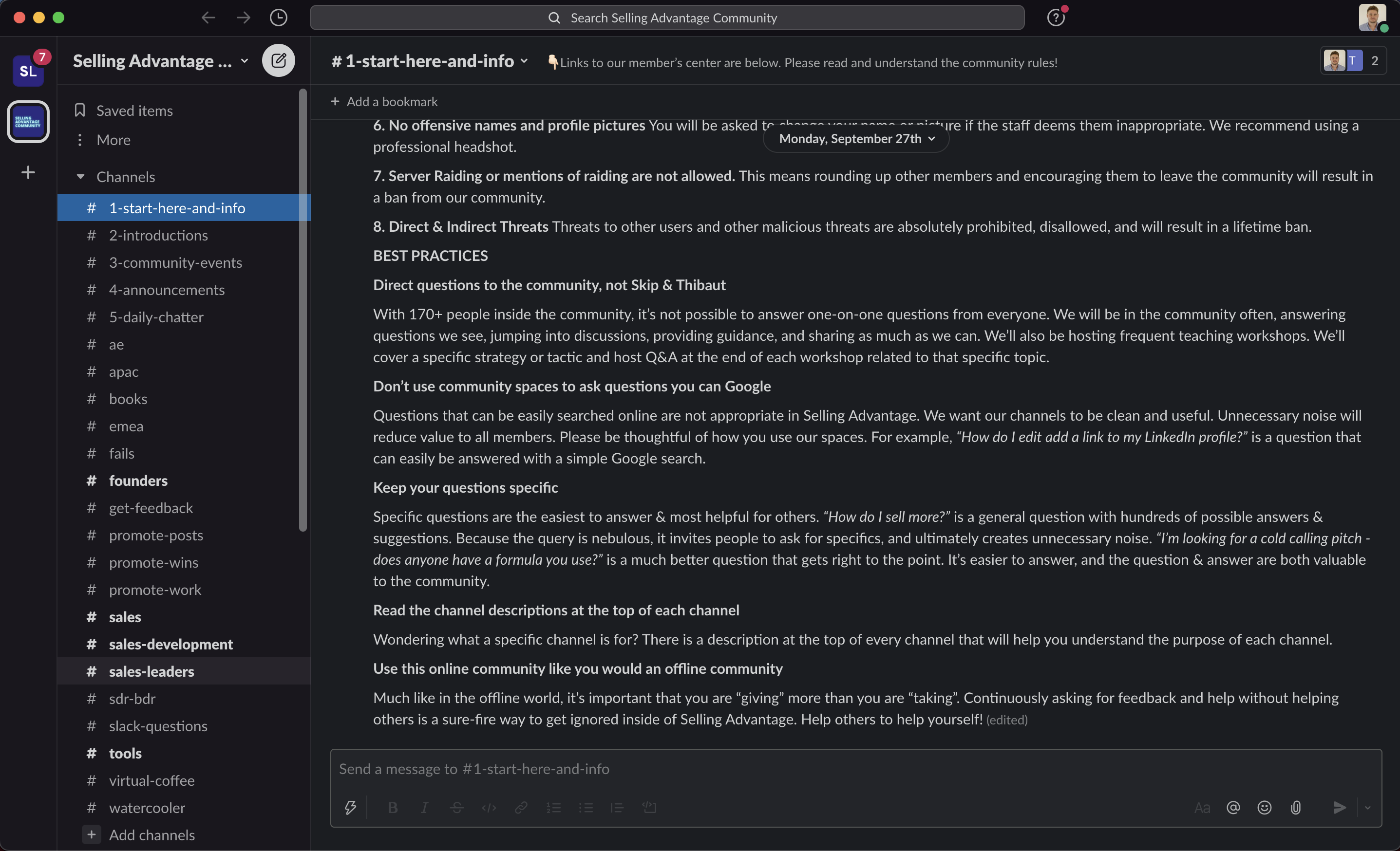A Slack workspace